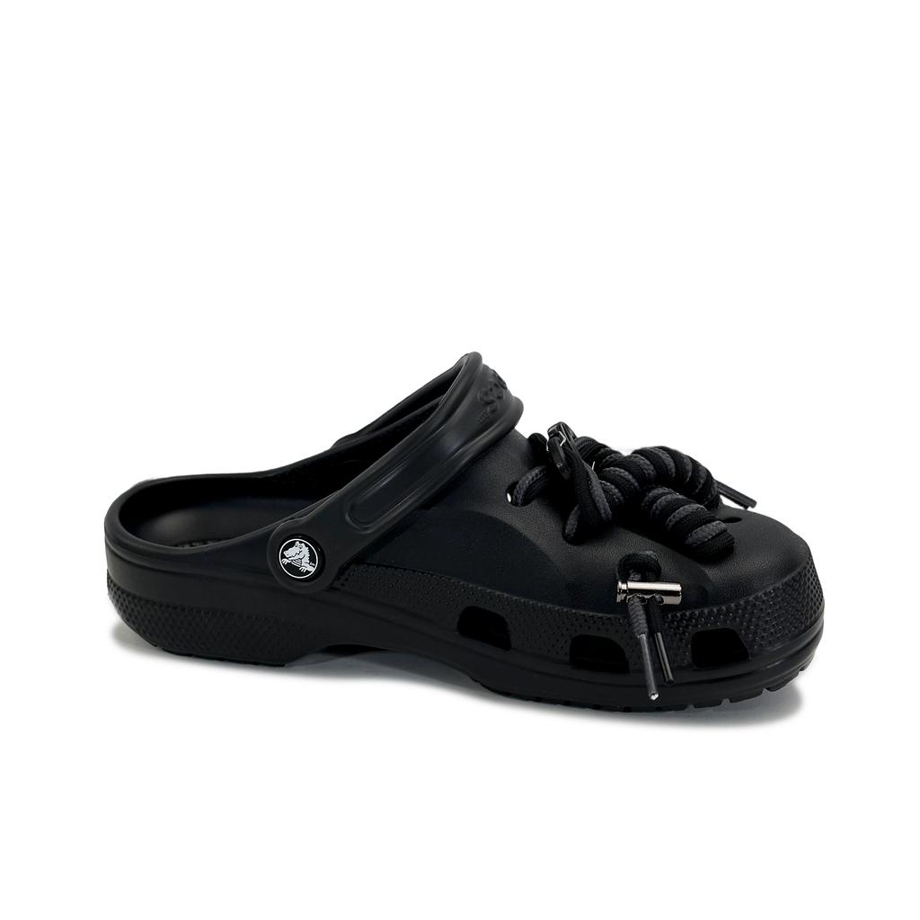 Crocs Baya EVA Cross Knot Personality Cool Niche Dark Fashion College Casual Hole Shoes Unisex Black