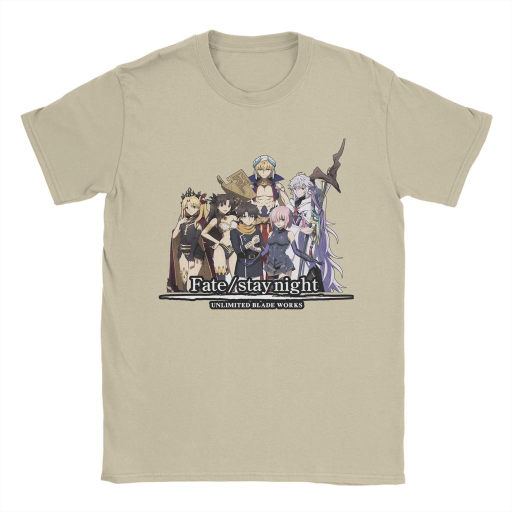 Fate Stay Night Сейбер Аниме Fate Рин Простая футболка Винтажные футболки из чистого хлопка Круглый вырез Короткий рукав Классические топы