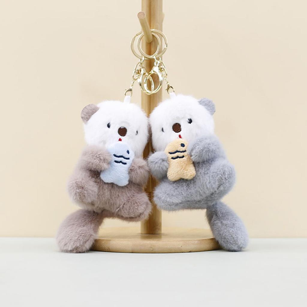 Otter Bag Charm Purse Decoration Plush Keyring Bags Accesories Cartoon Keychain for Women Kids and Animal Enthusiasts