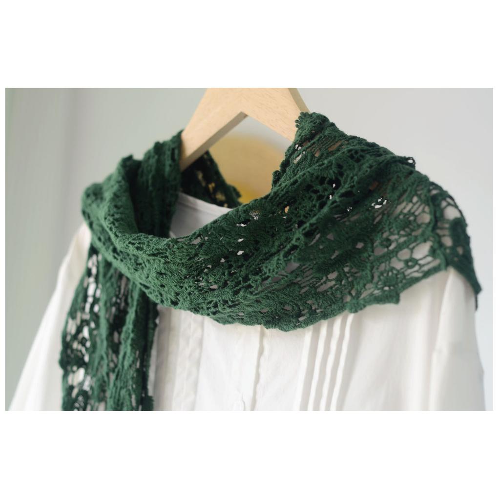 Handmade Crochet Triangle Cotton Scarf Versatile Women Solid Color Hollow Out Neck Protection Dual-use Shawls