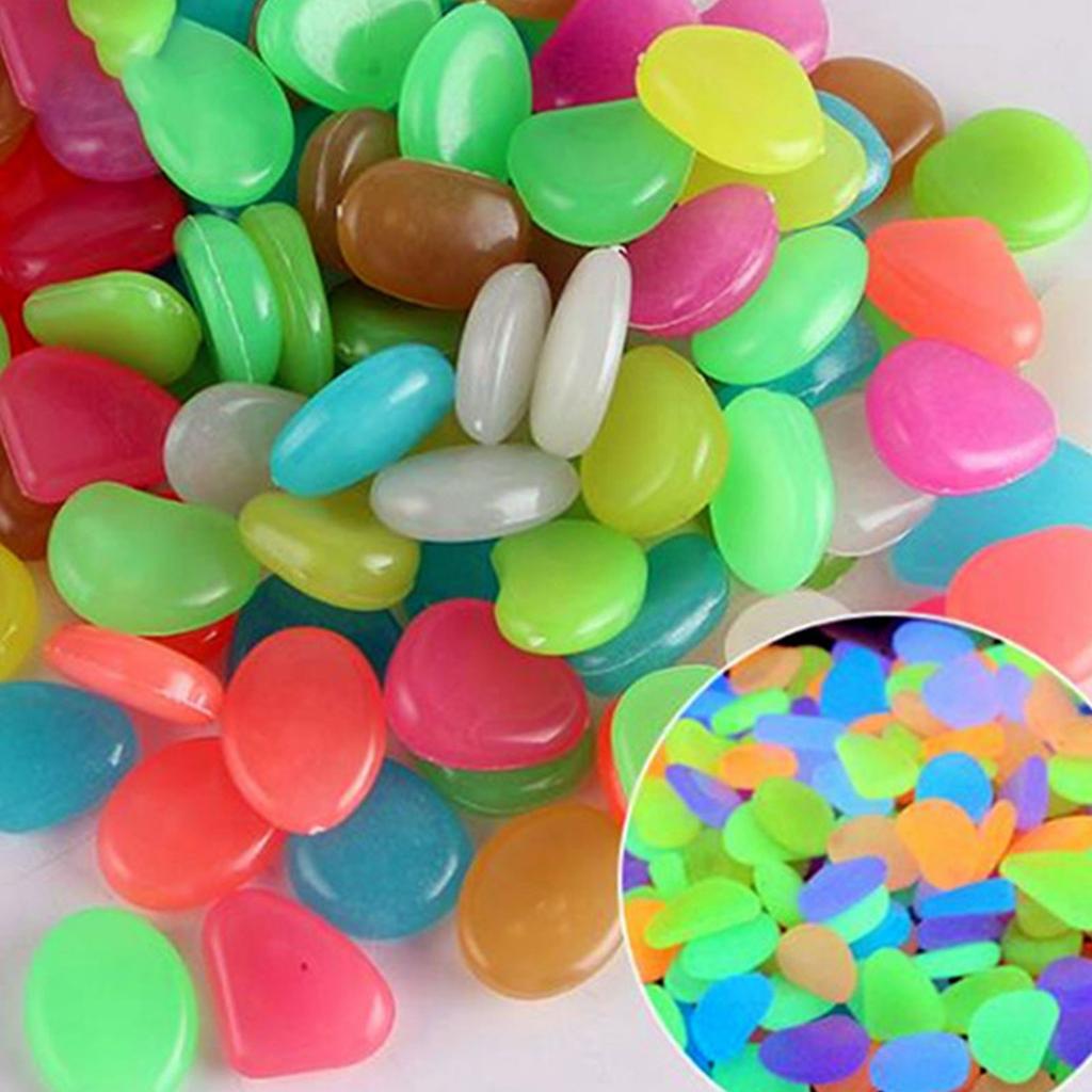 100PCS Garden Decoration Glow In The Dark Luminous Pebbles Stones Wedding