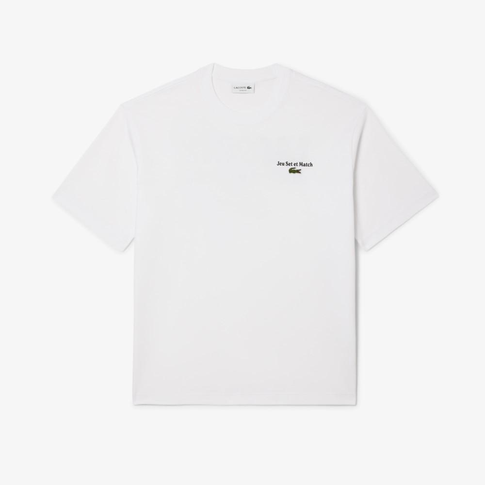 Lacoste Мужская футболка с графическим принтом и надписью, свободного кроя, с коротким рукавом TH5950-55N001