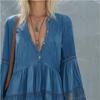 Vintage Lace Patchwork Dress Loose Fit Short Vacation Womens Casual