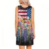 Sleeveless Tearable Post Shoulder Surgery Dress Women Floral American Flag Print Independence Day Casual Summer Dress