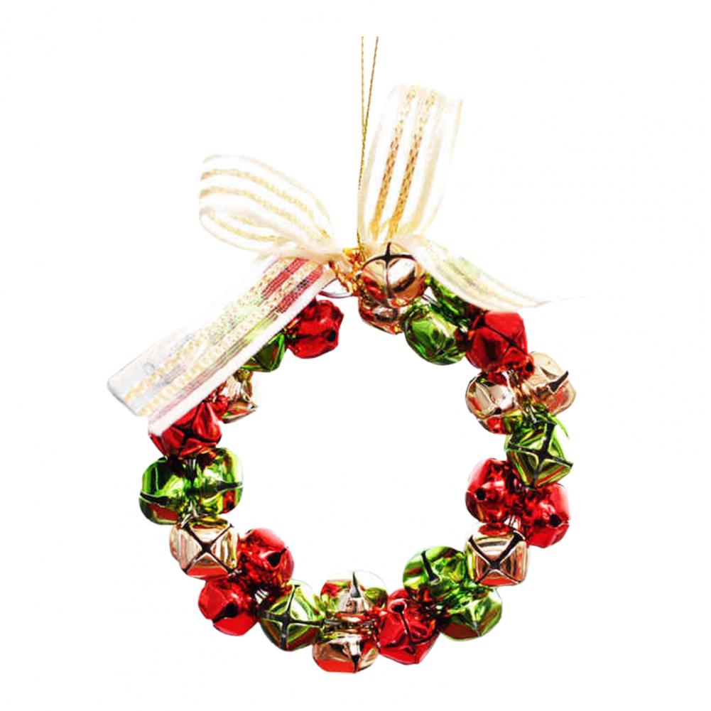 Christmas Bell Wreath Multi-scene Christmas Decoration Christmas Beaded Bell Wreath with Jingle Bells Bow Ornament for Home Tree