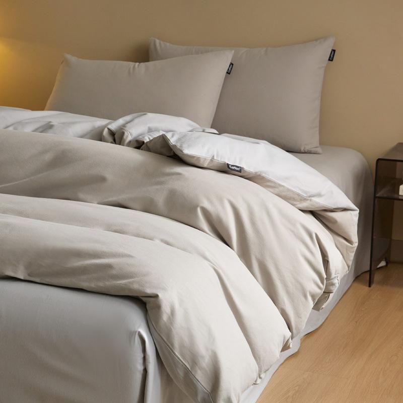 High-end thickened pure cotton brushed bedding four-piece set with pure cotton new autumn/winter duvet covers, fitted sheets, and bedding