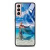 Стеклянный чехол с милым дельфином синего морского животного для Samsung Galaxy S21 S20 Ultra S10 Plus Lite S20fe 5g S10e S9 S8, бампер, чехол