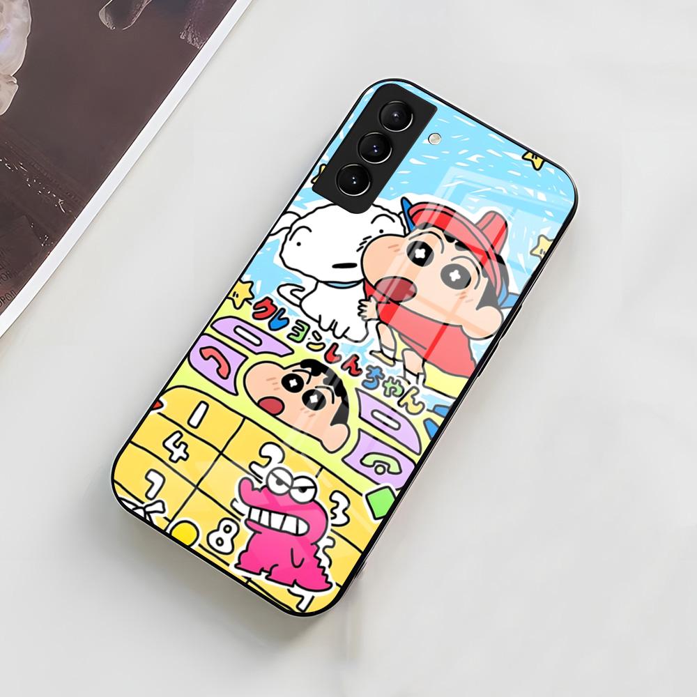 Чехол для телефона C-Crayon S-ShinChan для Samsung A56 A36 A26 A16 A15 A25 A35 A55 A14 A34 A24 A54 Стеклянный чехол