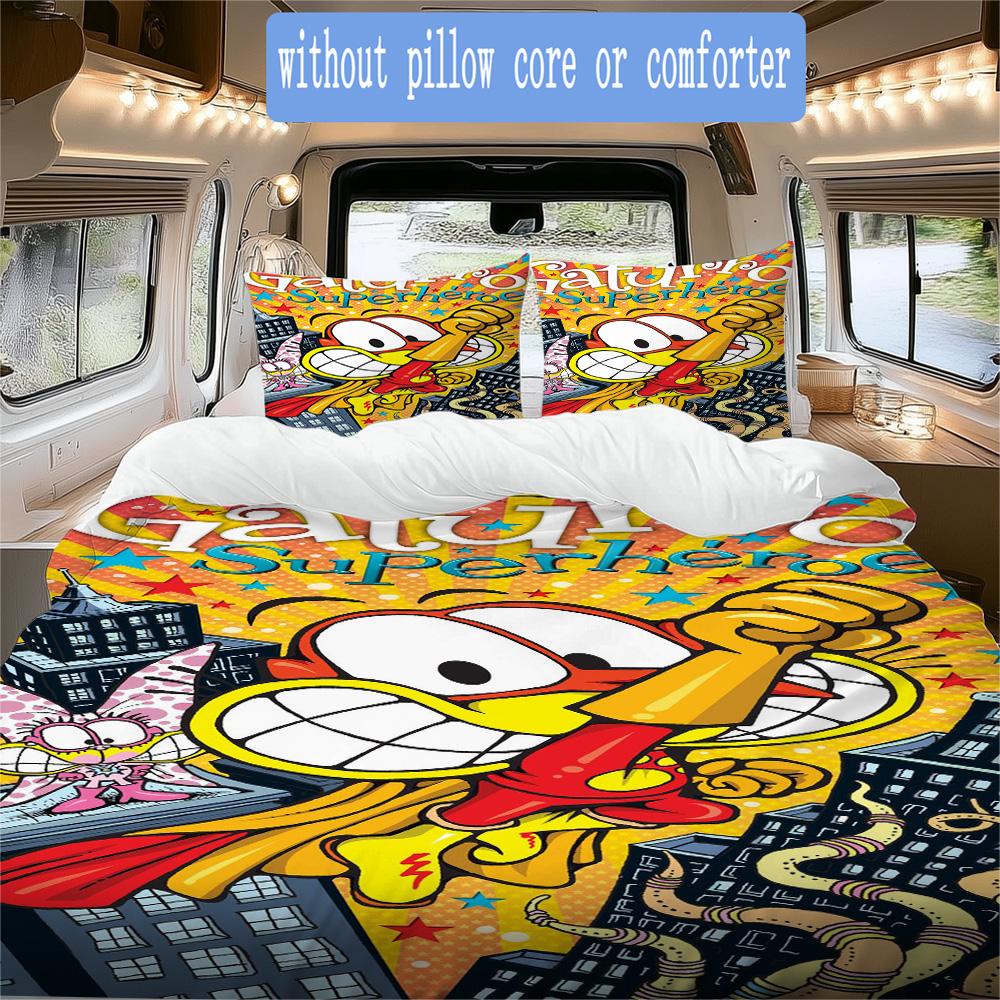 Gaturro superhero Pattern Bedding,Quilt Set Quilt Cover Pillowcase Home Birthday Gift (1*duvet cover+2*pillowcase,without core)ZSJT0917230