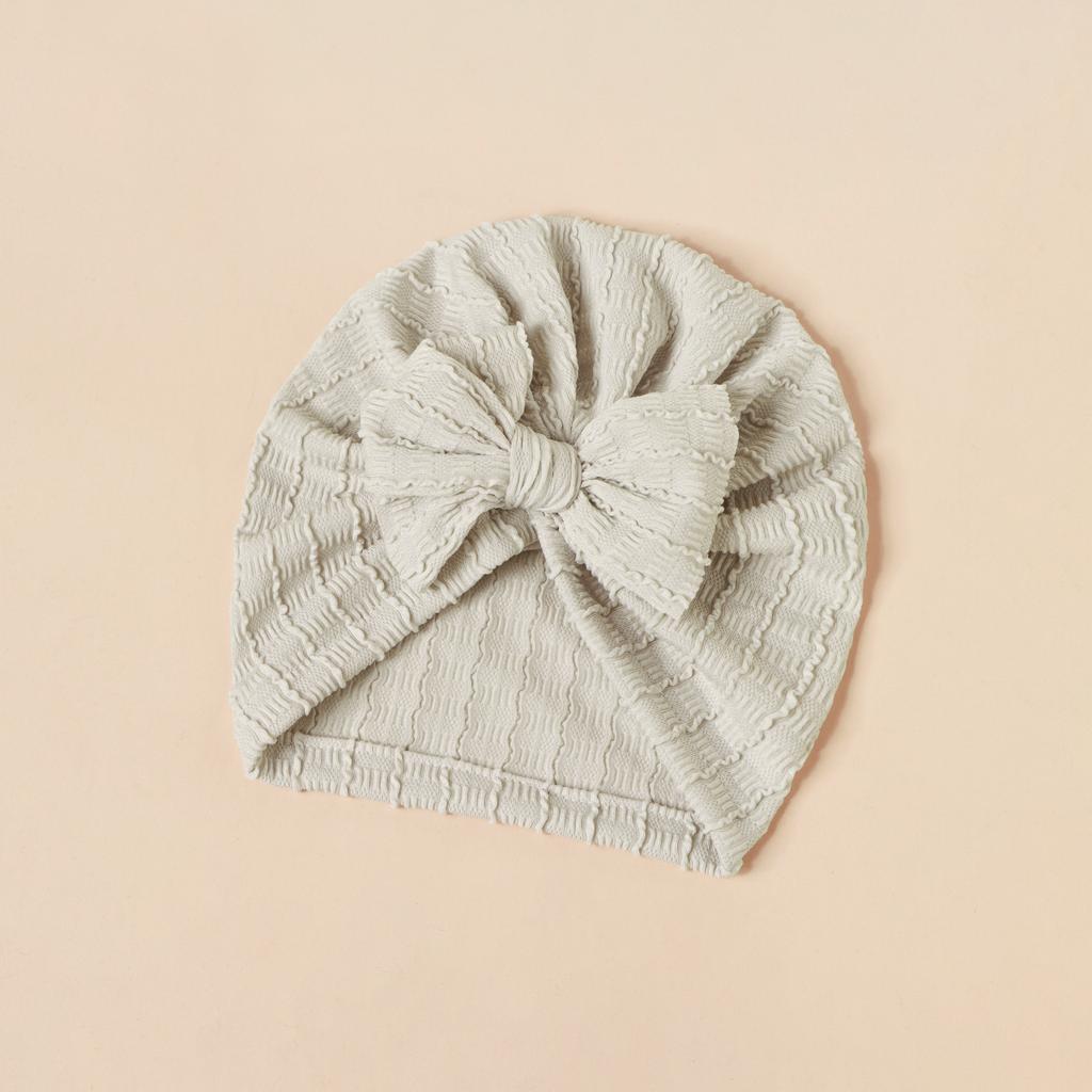 INS Style Baby Kids Headwear with Bow - Stretchy Elastic Newborn Jacquard Bonnet Hat Infant Turban Cap for Girls Boys 0-2 Years Old