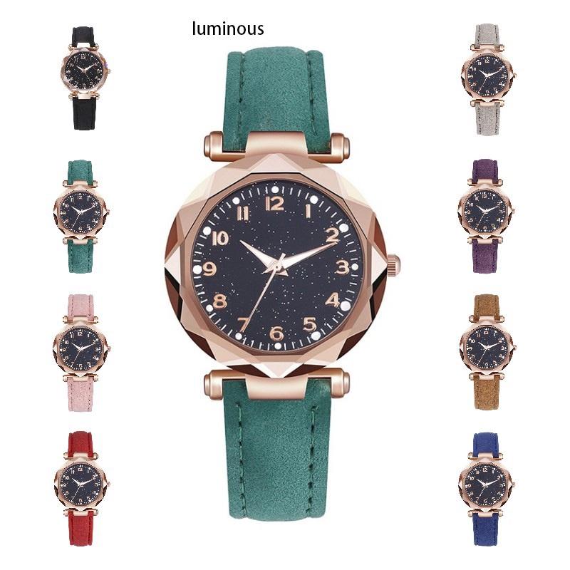 Женские цифровые ремешковые часы с дизайном ночного неба, повседневные кварцевые наручные часы