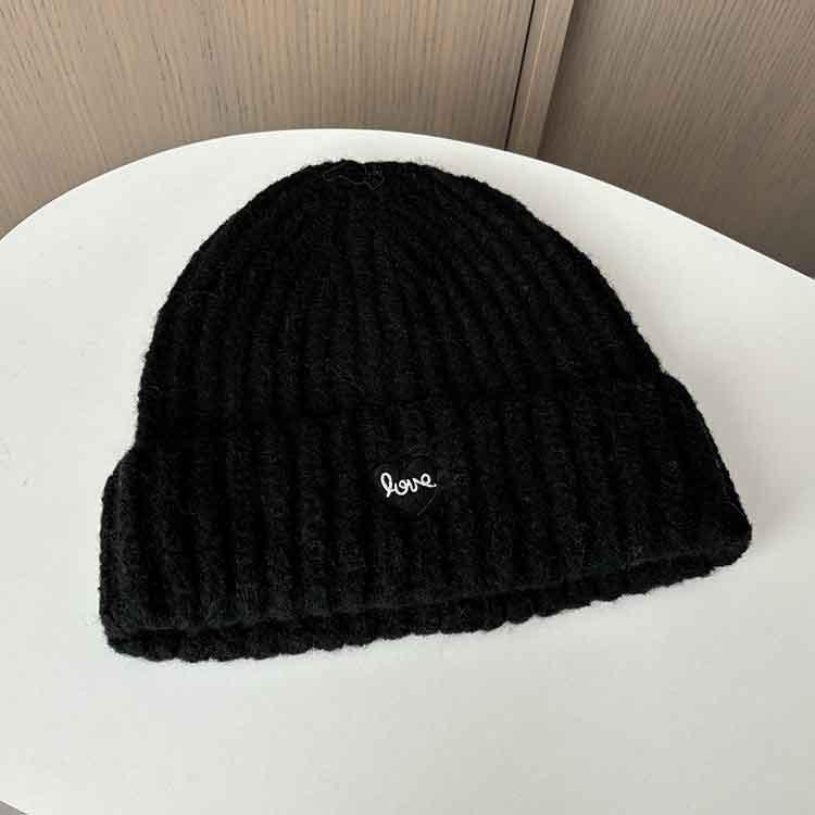 Love love embroidered hat women's autumn and winter casual versatile knitted hat ear protection warm thickened wool hat