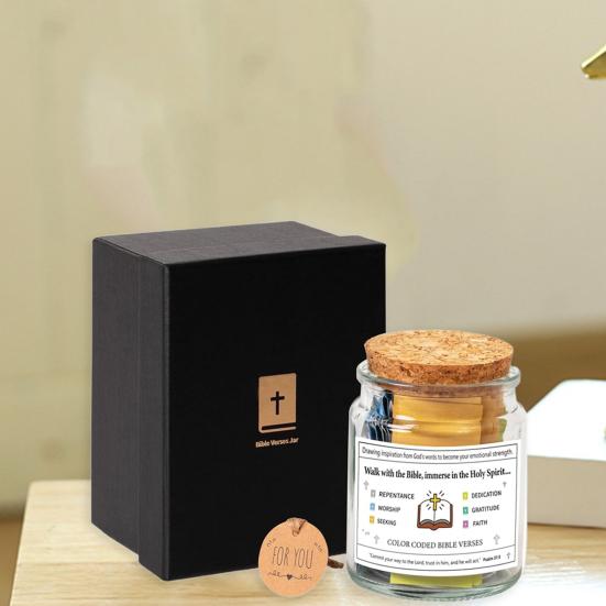 Bible Verse Glass Jar Mindfulness Gratitude Inspirational Bible Quotes Scrip Container Decoration Ornament Emotional Support Prayer Gift