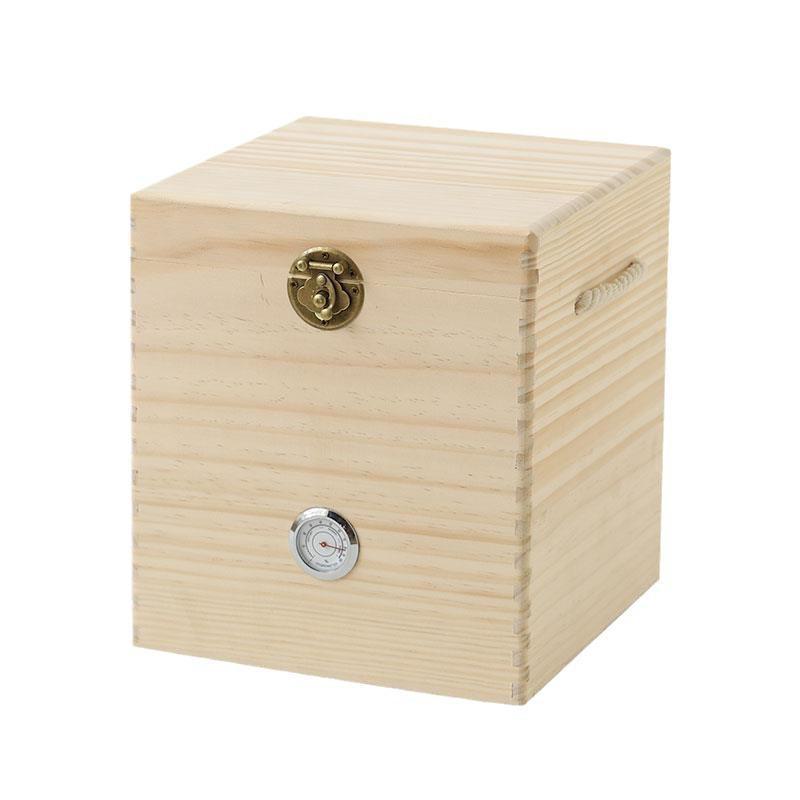 Portable Solid Wood Kung Fu Tea Storage Box with Thermometer