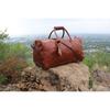 Full Grain Leather Duffle Bag: Brown Weekender Travel Holdall