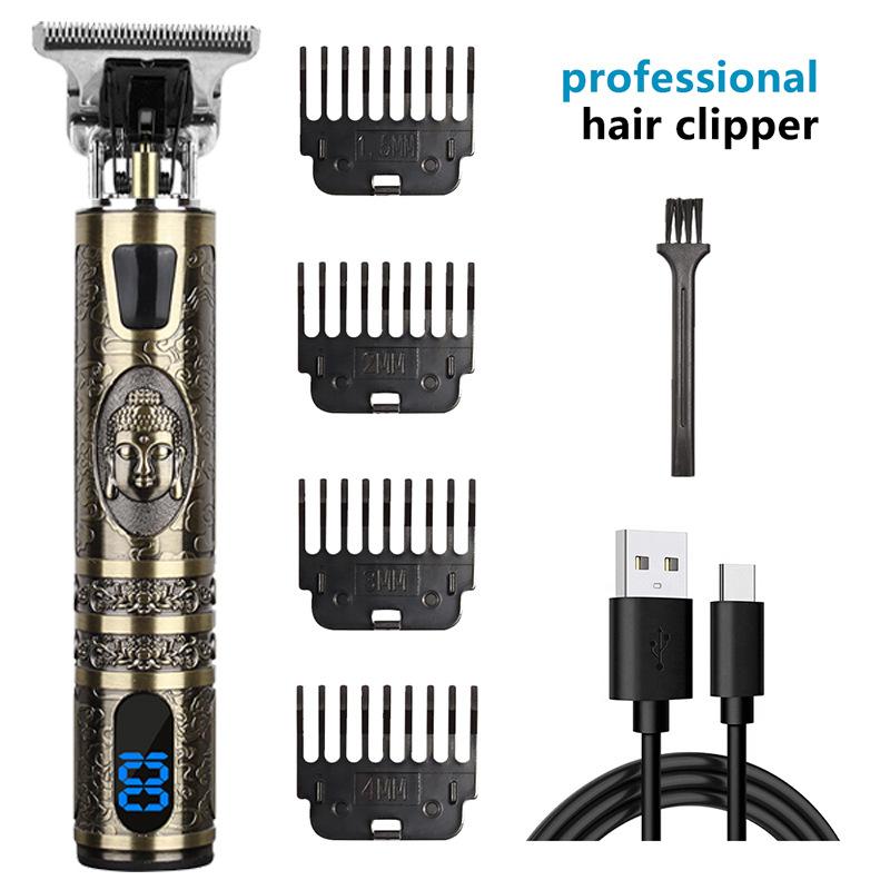 Electric Hair Clippers Shavers Bronze Digital Display Electric Hair Clippers Professional Carving Shavers Hair Cutting Clippers
