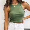 Rib Knit Green Women's Tank Top Summer Casual Basic Skinny Vest Sleeveless White Off Shoulder Y2K Sexy Woman Crop Top