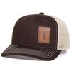 Unisex Cross Brown Leather Label Baseball Net Caps Outdoor Adjustable Spring and Summer Casual Sunscreen Hat