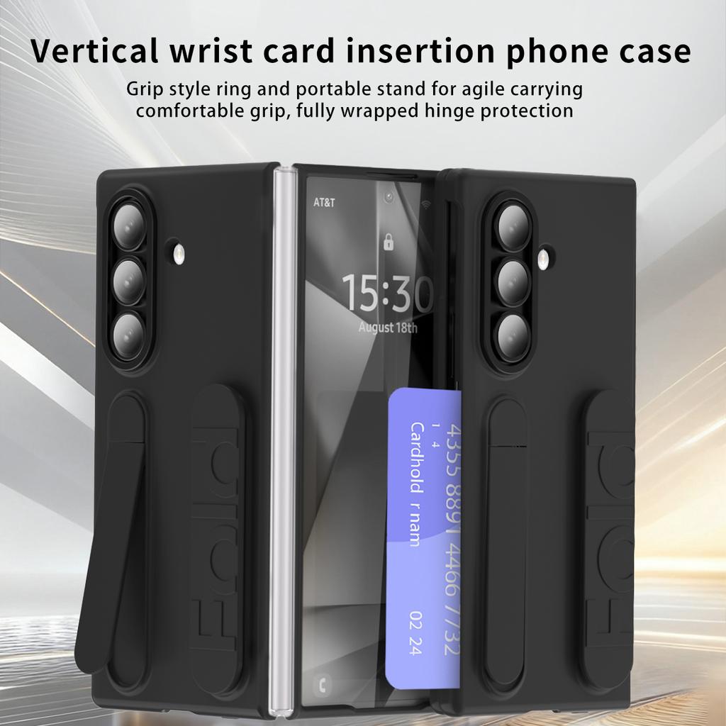 Вертикальный чехол-книжка с кармашком для карты и подставкой для Samsung Z Fold7 5G, Невидимая подставка, Наручный держатель для Galaxy Z Fold 7 6 5 4, Чехол