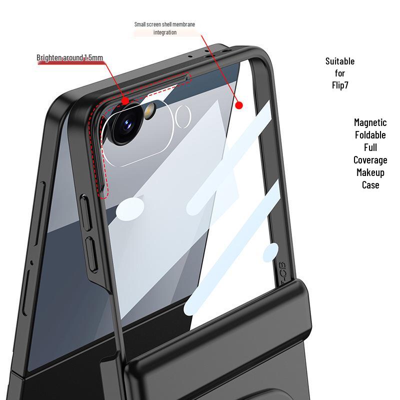 GKK Ультратонкий магнитный чехол-зеркало для макияжа для Samsung Z Flip7 - Полная защита складного экрана