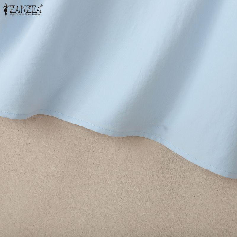 ZANZEA Женская повседневная блузка с V-образным вырезом и рукавом до локтя свободного кроя