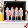25CM Christmas Wooden Nutcracker Figurine Cartoon Soldier Figure Statue Sculpture Festival Holiday Party Ornament Decoration