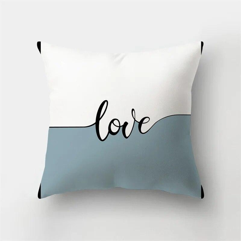 45x45cm Sea Blue Alphabet Pillowcase Pineapple Leaf Plant  Sofa Office Seat Car Cushion Cover Home Decor