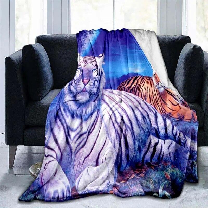 Фланелевое одеяло с рисунком тигра и животного, покрывало для дивана, мягкое теплое одеяло для взрослых, дорожное одеяло, охлаждающее одеяло
