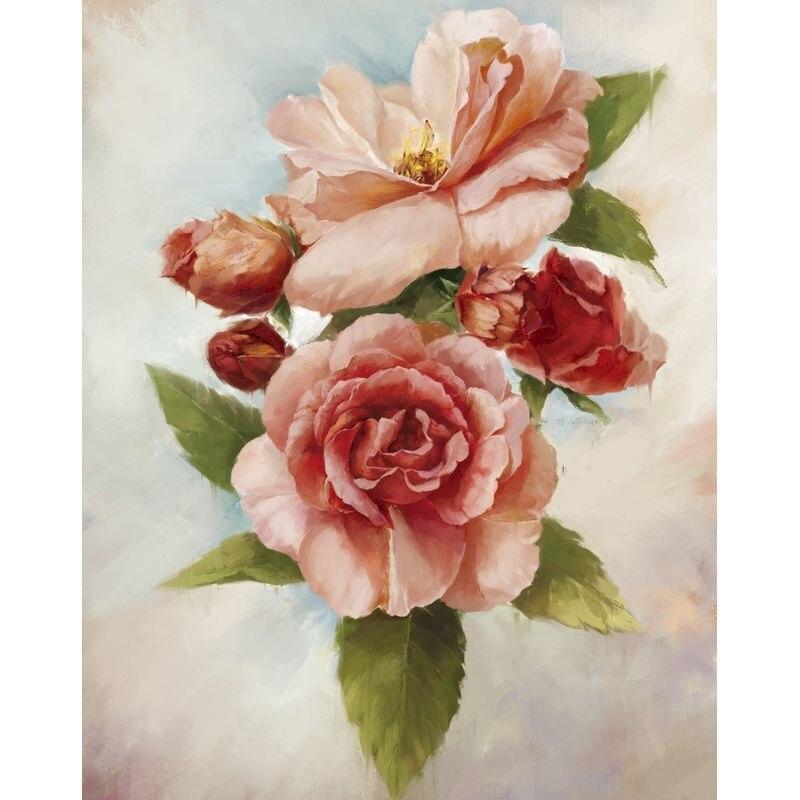 Diy Flower Diamond 5d Painting Diamond Embroidery Rose Full Round Mosaic Picture Rhinestone Cross Stitch Landscape Wall Decor