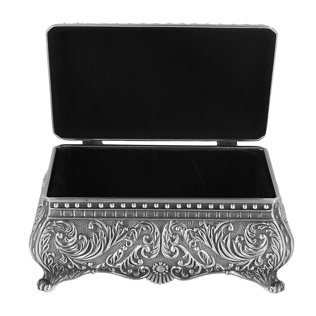 Металлическая шкатулка для украшений Прямоугольная шкатулка для хранения безделушек Винтажная шкатулка для украшений для женщин девушек на день рождения Рождество