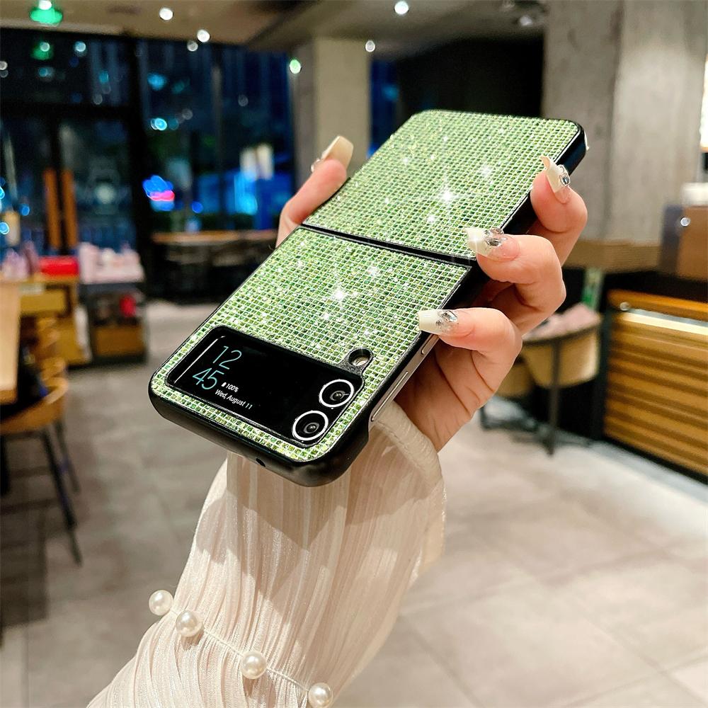 Luxury Shining Diamond Phone Case For Samsung Galaxy Z Flip 4 5 Cover Matte Hard Shockproof Bumper Cases For Z Flip3 Flip5 5G