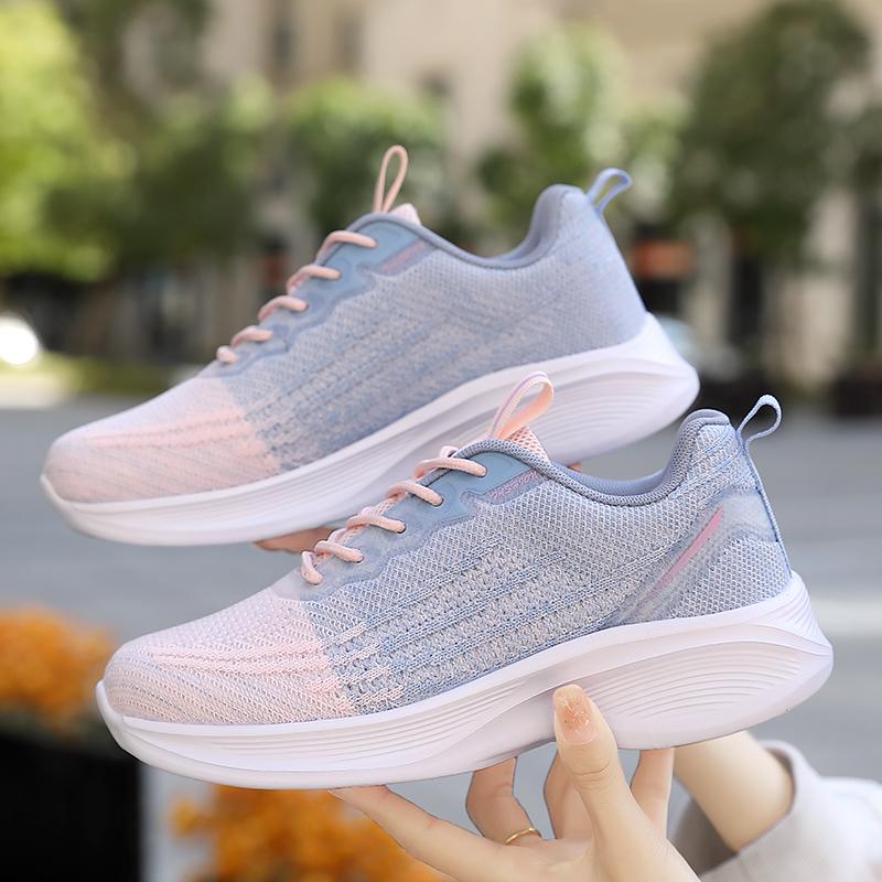 2024 Новые кроссовки Fly Weave Ultra-light MD Sole Four Seasons, женские туфли на платформе, розовые кроссовки с подвесками, размер 44