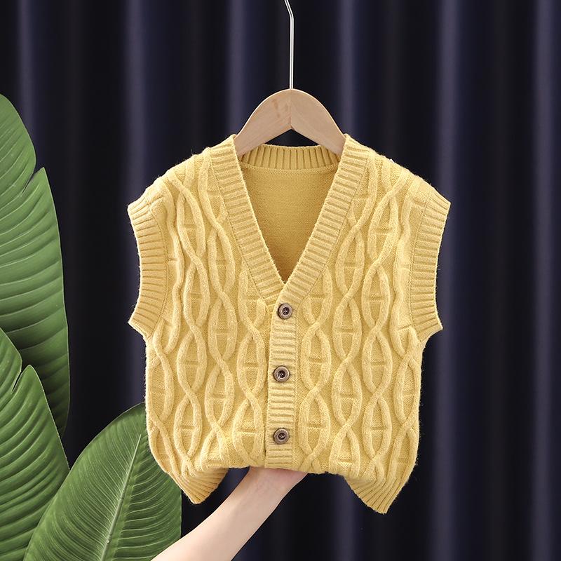 Детский повседневный свитер, осенний жилет-кардиган для мальчиков и девочек