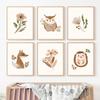 Squirrel Owl Fox Hedgehog Woodland Nursery Boho Wall Art Canvas Painting Posters And Prints Wall Pictures Baby Kids Room Decor No Frame