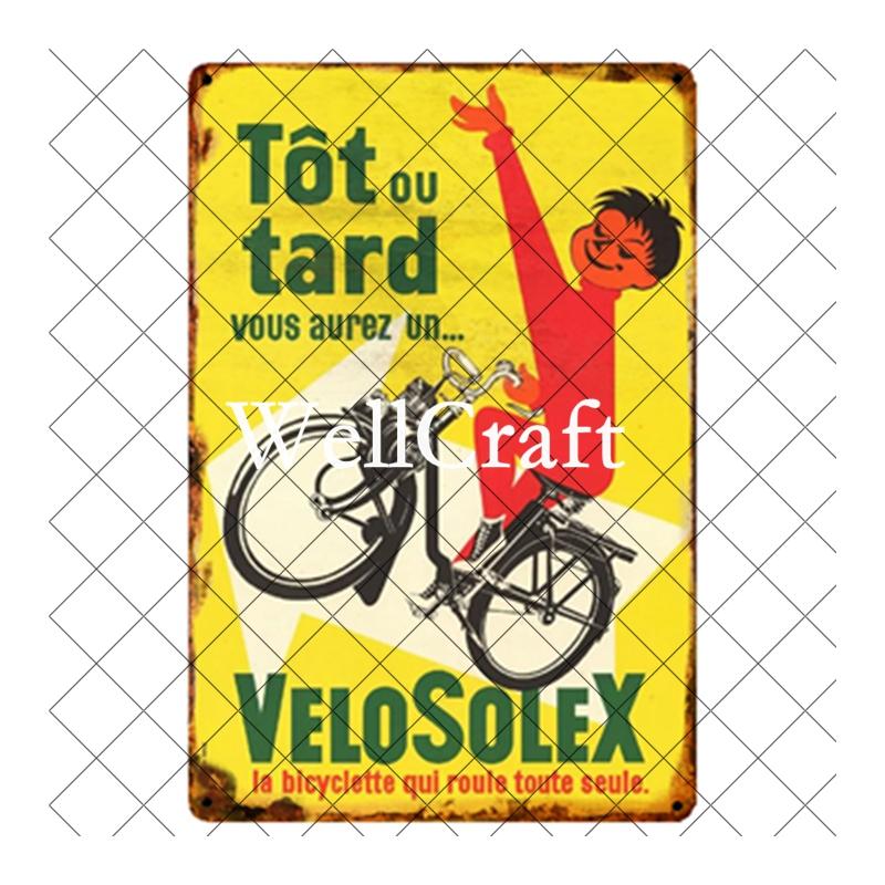 WellCraft Велосипед Velosolex Жестяные Знаки Ретро Велосипед Настенная Табличка Декор Паба WX