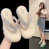 Slippers Women Shiny Crystal Wedge Sandals Summer Comfortable Soft-soled Sandals Outdoor Fashionable Shoes Flip-Flops De Mujer
