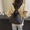 2024 New Japanese Solid Color One Shoulder Underarm Bag Folded Simple Drawstring Lightweight Casual Commuter Double Shoulder Bucket Bag
