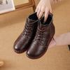 First Layer Cowhide Soft-soled Short Boots Single Boots Autumn and Winter Velvet Breathable Flat-soled Cotton Boots Retro Leather Martin Boots