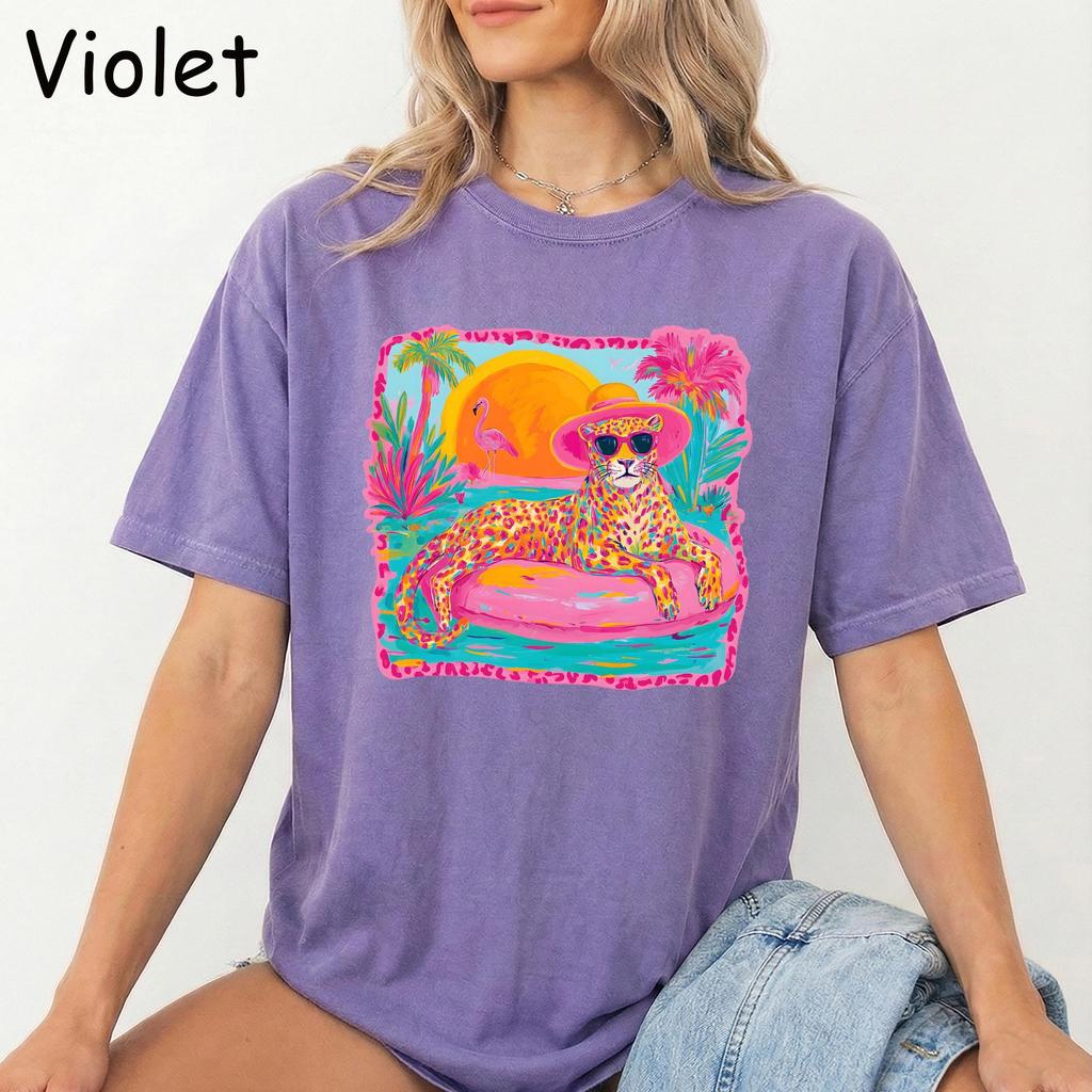 Comfort Colors Leopard Summer Shirt, Beach Vacation Graphic Tee