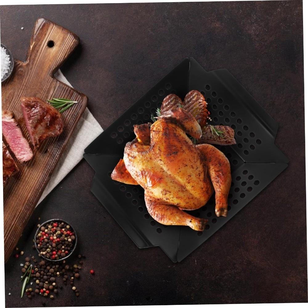 Heat Resistant Barbecue Grill Pan Non-Stick Coated Roasting Fish Plate Grill Basket Picnic