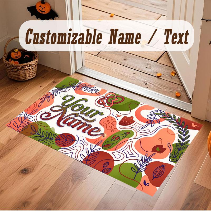 Mountain Landscape Theme Crystal Velvet Floor Rug Personalized Custom Name Text Warm Carpet Home Decoration