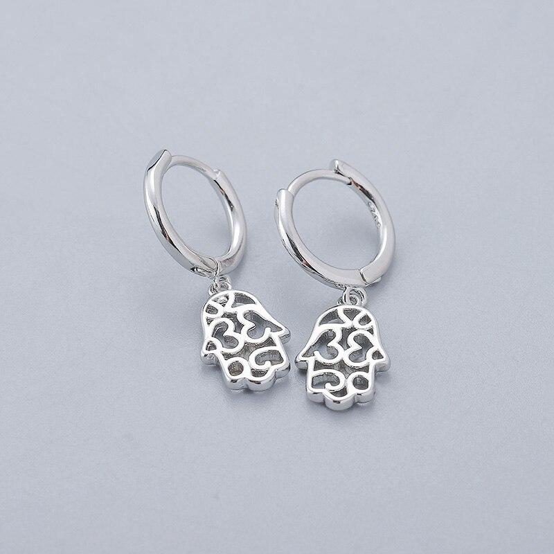 Серьги-кольца с подвеской в виде полой ладони из стерлингового серебра 925 пробы, модные женские простые серьги