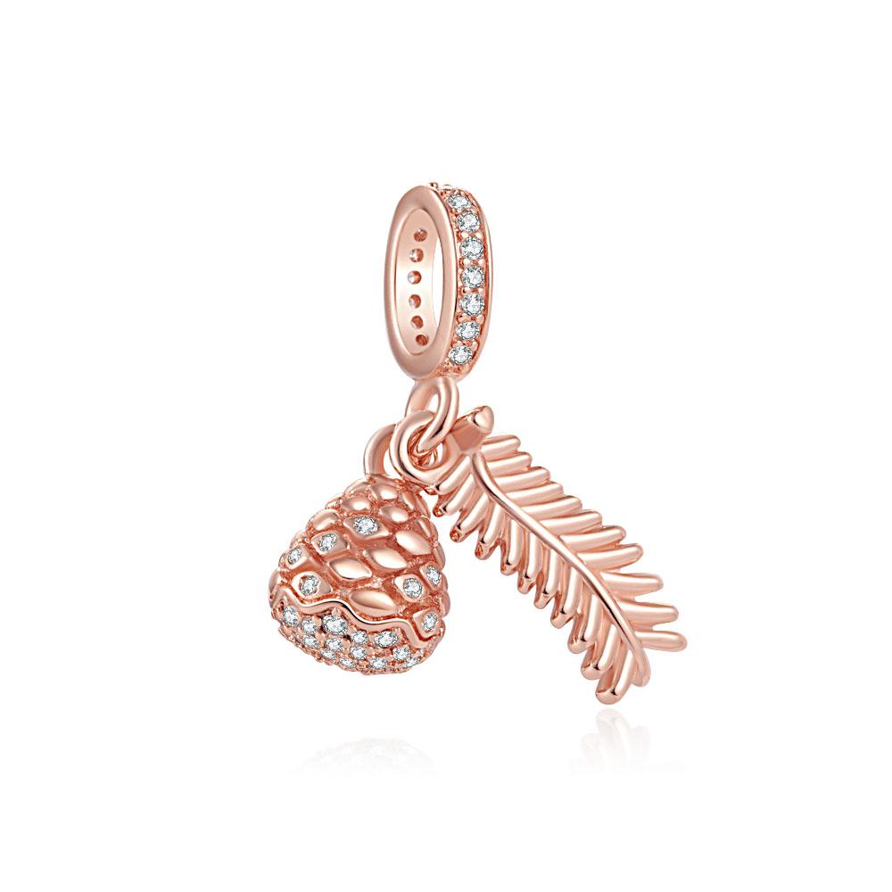 Серия Rose Gold Подвески-бусины в форме сердца Цветок Зажим Медь Подходит для Европейских Оригинальных Браслетов Сделай сам Элегантные Украшения