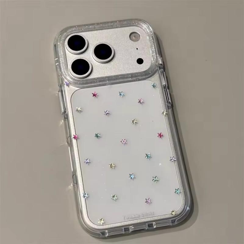 Прозрачная задняя крышка с блестящими звездами Imd для iPhone 17 16 Pro Max 13 14 15 Promax Защитный противоударный чехол для телефона