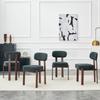 Mid-20th Century Modern Style Dining Chair Set, Total of 4 Thick Padded Linen Chairs with Curved Backs, Rustic Style Dining Chair, Kitchen Chair.