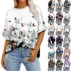 Women's Loose Oversize Print Round Neck, Shoulder Length Short Sleeved T-shirt Top