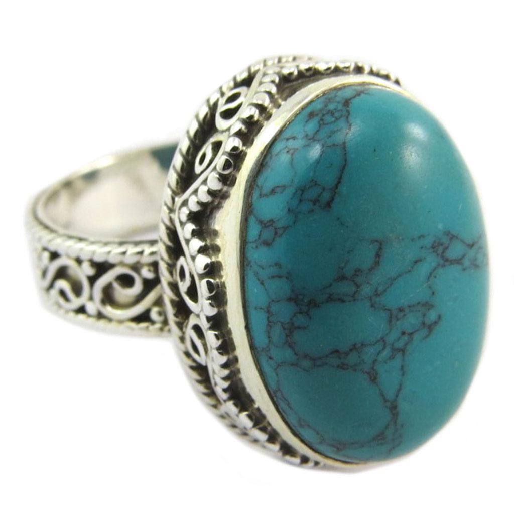 Silver 'Heaven' Silver Turquoise Ring - 17x14 Mm