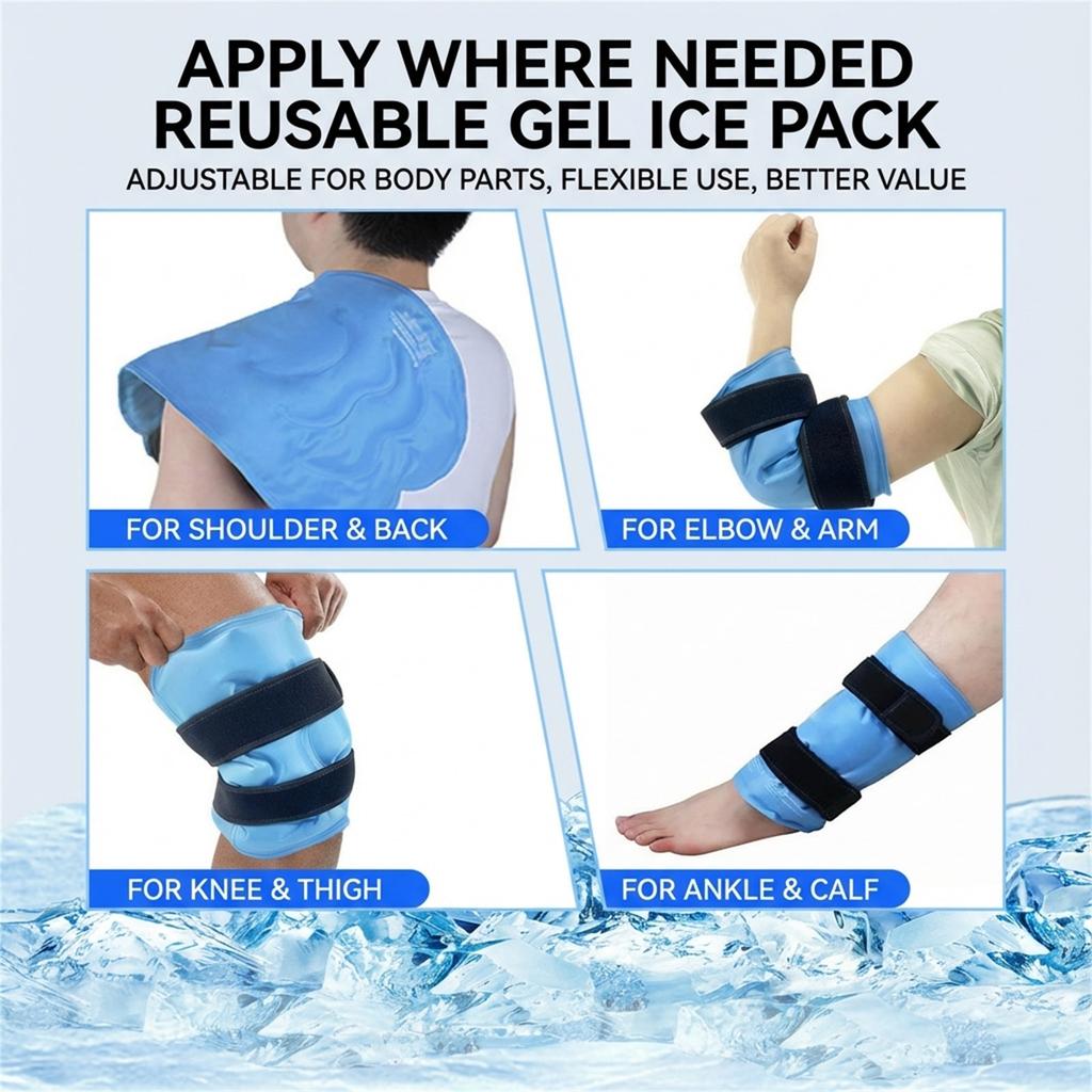 Adults Reusable Gel Knee Wrap with Hot Cold Pack for Joint Pain Relief Sports Recovery