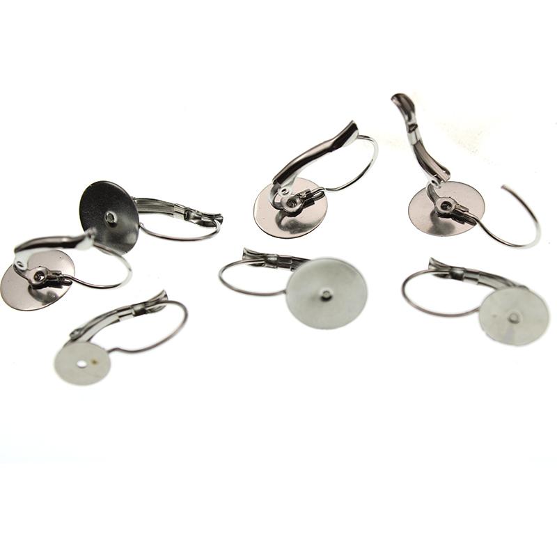 10Pcs Stainless Steel French Lever Earrings Hooks 6 8 10 12 mm fit Cabochon Earring Settings Blank Earring Base for DIY Jewelry