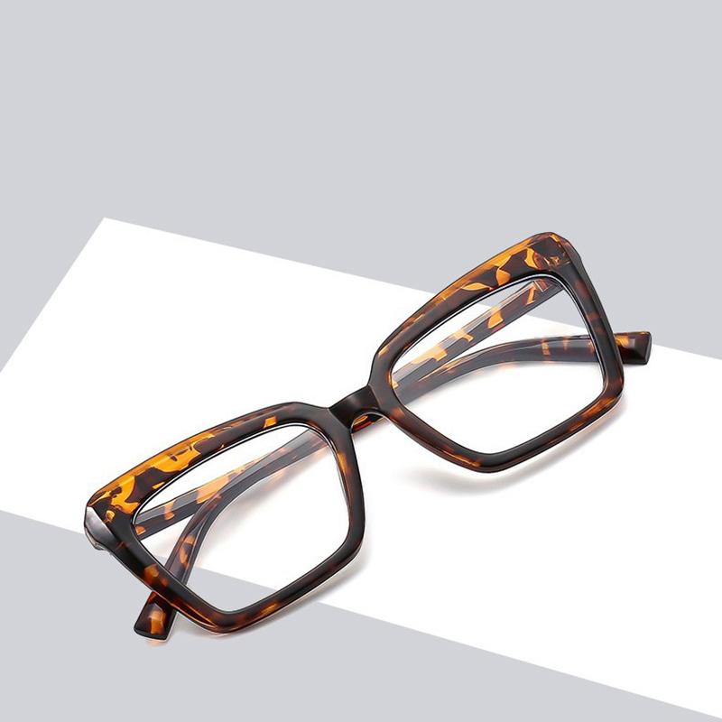 Vintage Luxury Cat Eye Square Frame Blue Light Blocking Glasses, Oversized & Face Slimming With Personalized Style 3879